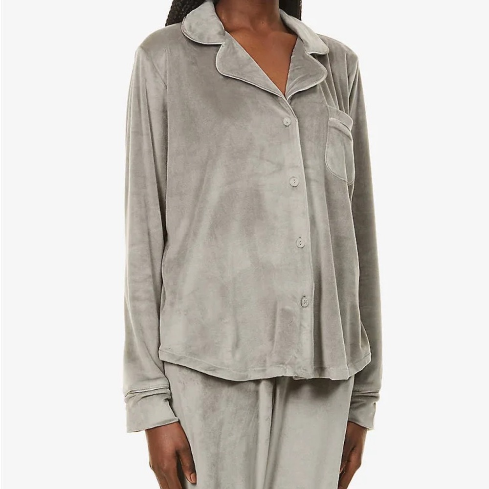 Skims Gray Velour Pajama Top